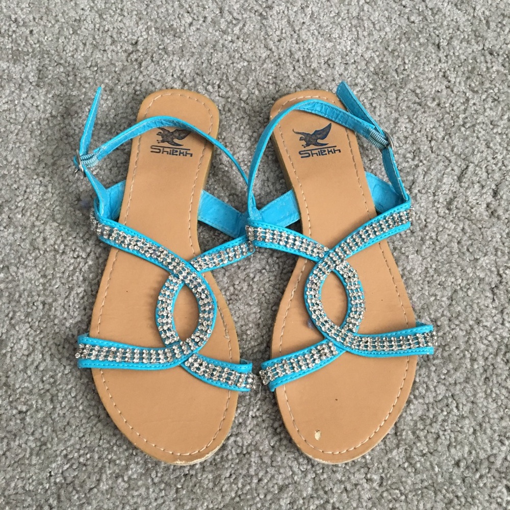 Turquoise rhinestone sandals